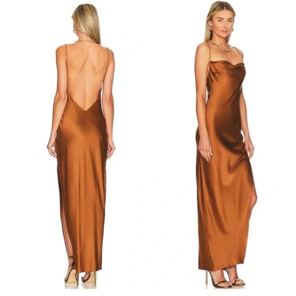 SER.O.YA Callie Silk Dress in Cognac